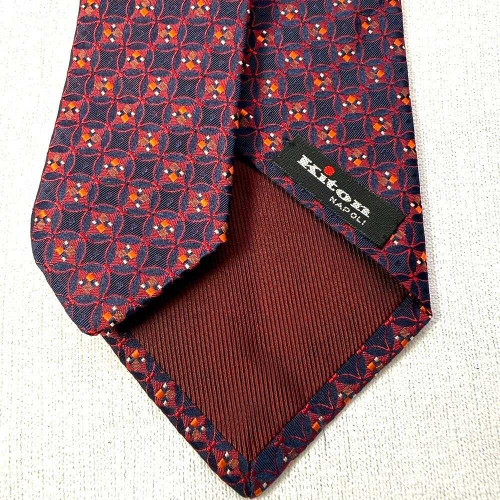 Vintage KITON  Napoli Tie -  Burgundy & Blue - Made in Italy Pristine Condition - Picture 2 of 4